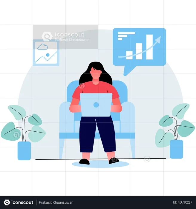 Businesswoman working from home  Illustration