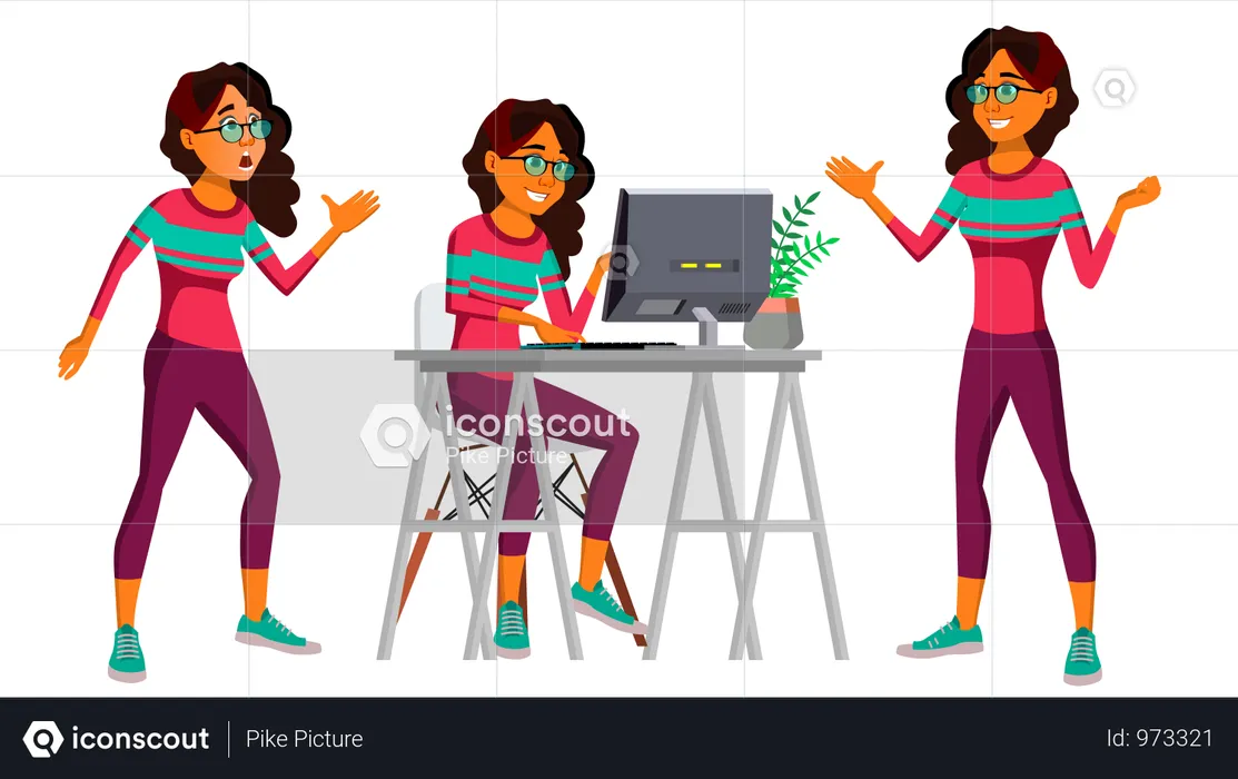 Businesswoman Working Gestures  Illustration