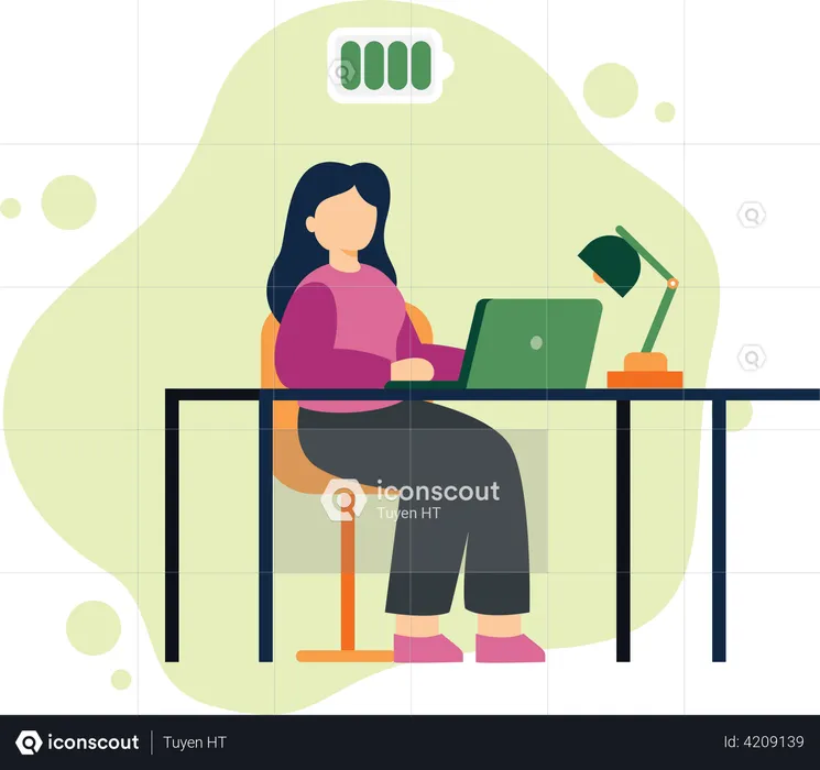 Businesswoman working hard  Illustration