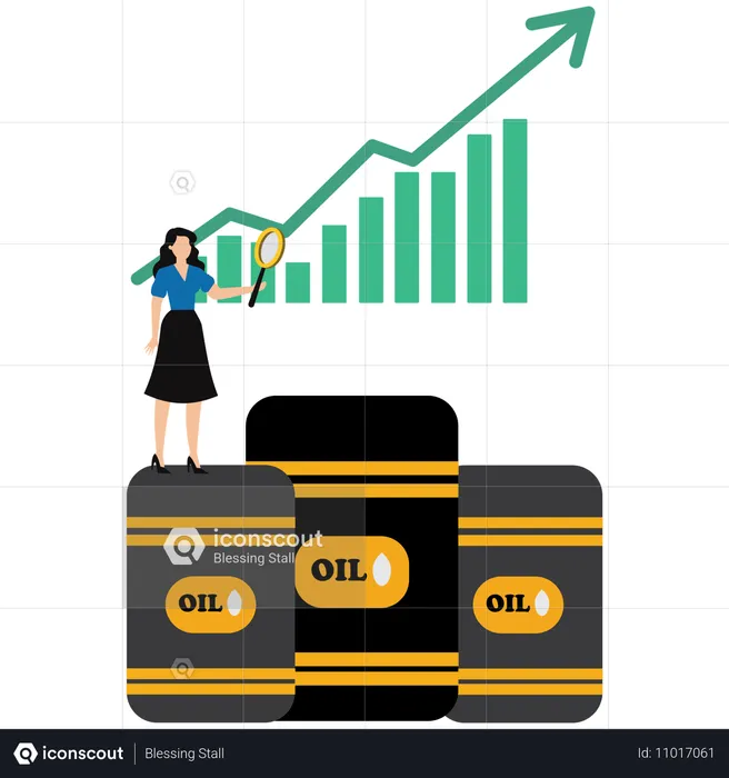 Businesswoman working in oil industry  Illustration