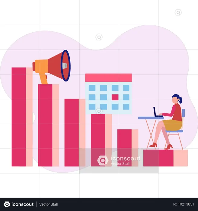 Businesswoman working on analysis data  Illustration