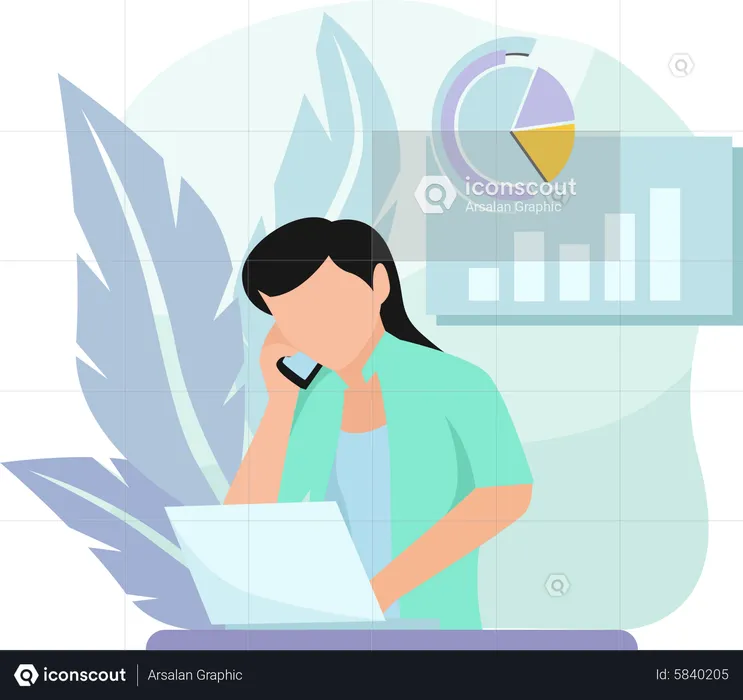 Businesswoman working on analysis  Illustration