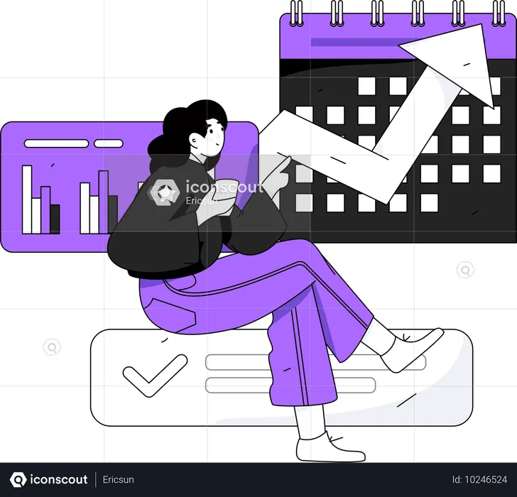 Businesswoman working on business analysis  Illustration