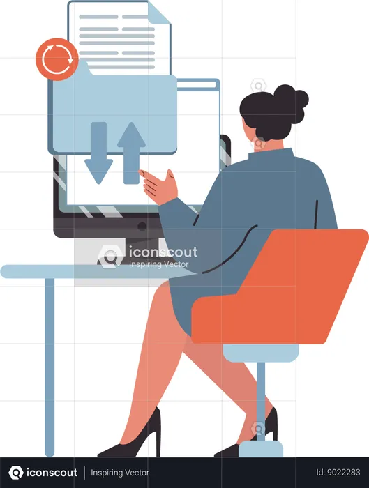 Businesswoman working on business data  Illustration