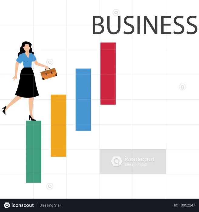 Businesswoman working on business development  Illustration