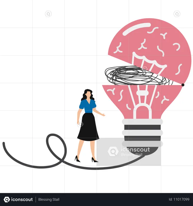 Businesswoman working on business idea  Illustration