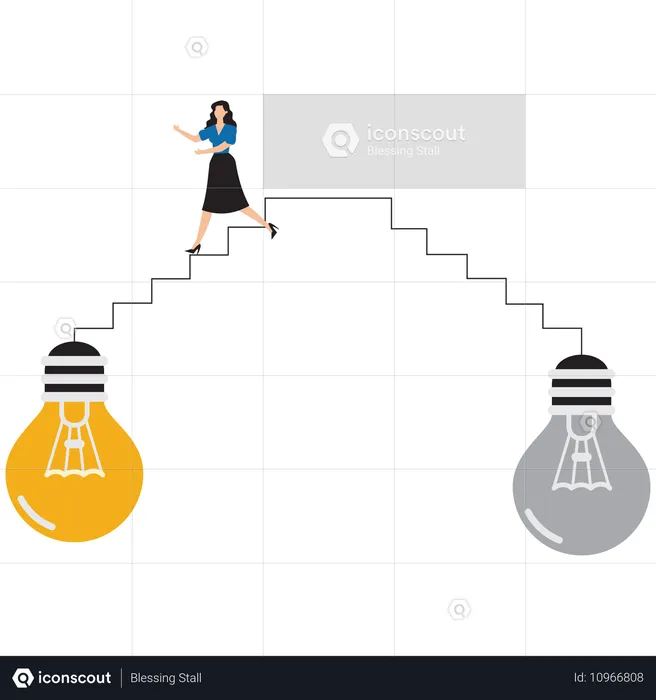 Businesswoman working on business idea  Illustration