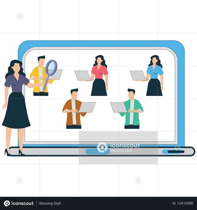Businesswoman working on Customer Journey Mapping  Illustration