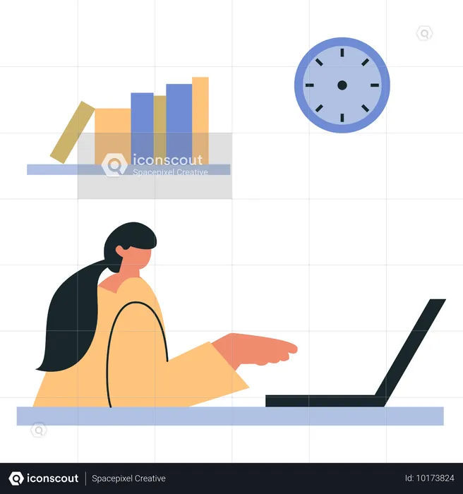 Businesswoman working on deadlines  Illustration