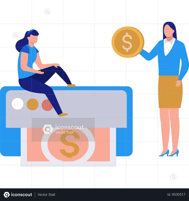 Businesswoman Working On Financial Analysis  Illustration