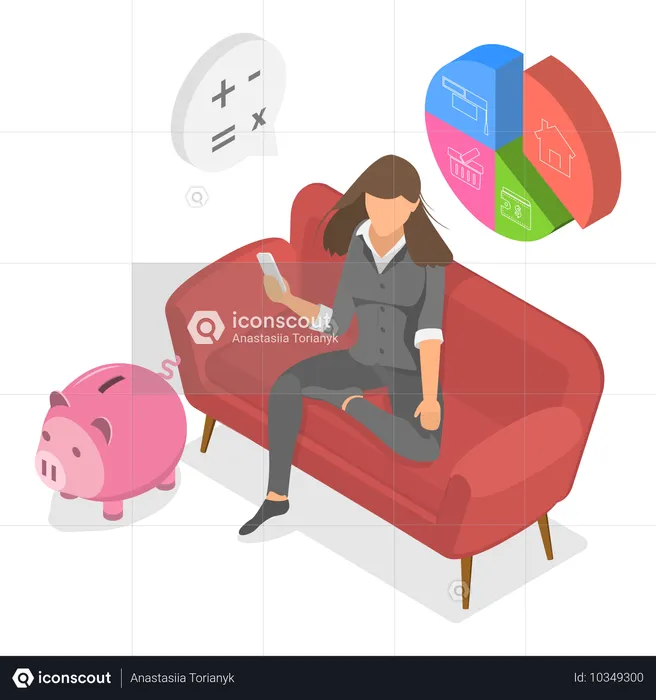 Businesswoman working on financial budget  Illustration