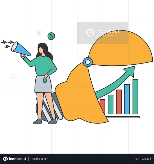 Businesswoman working on financial idea  Illustration