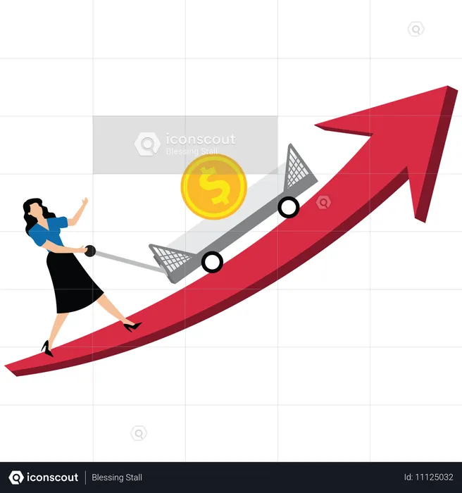 Businesswoman working on financial strategies  Illustration