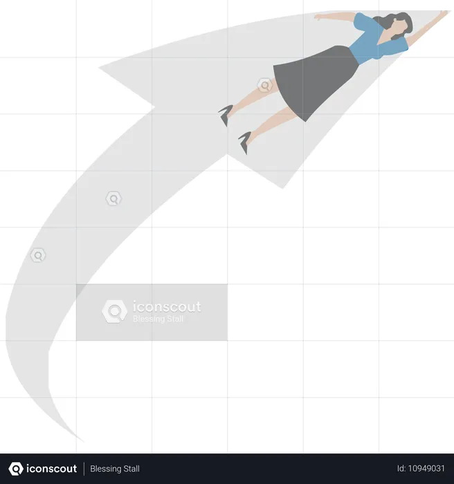 Businesswoman working on growing goal  Illustration