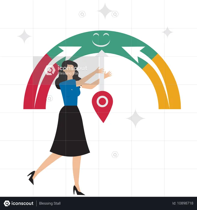 Businesswoman working on rating survey  Illustration