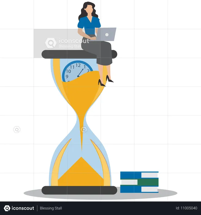 Businesswoman working on time investment  Illustration