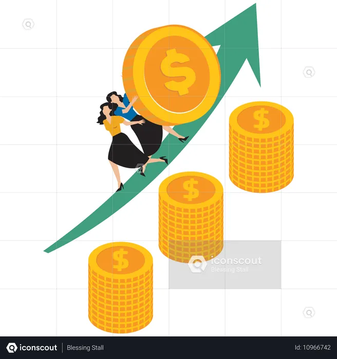 Businesswoman working on wealth capital  Illustration