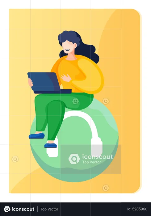 Businesswoman working remotely  Illustration