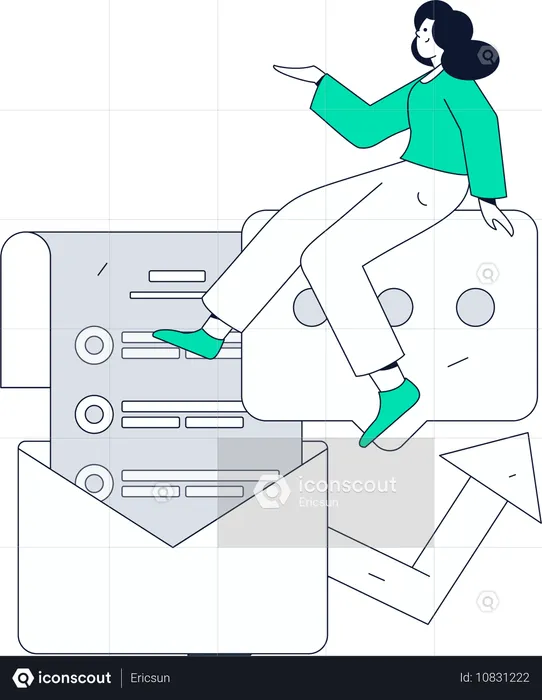 Businesswoman works on business document  Illustration