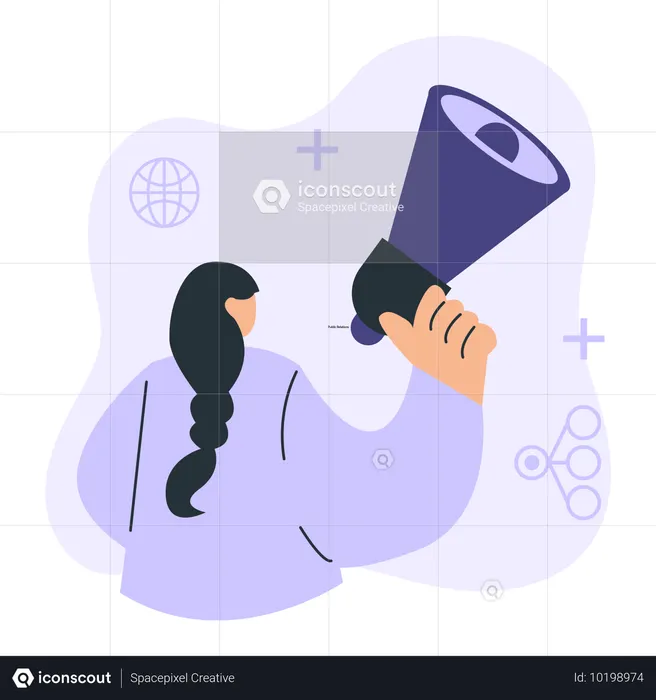 Businesswoman works on recruitment announcement  Illustration