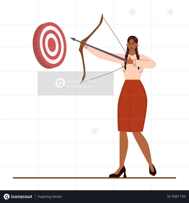 Businesswoman works on targets  Illustration