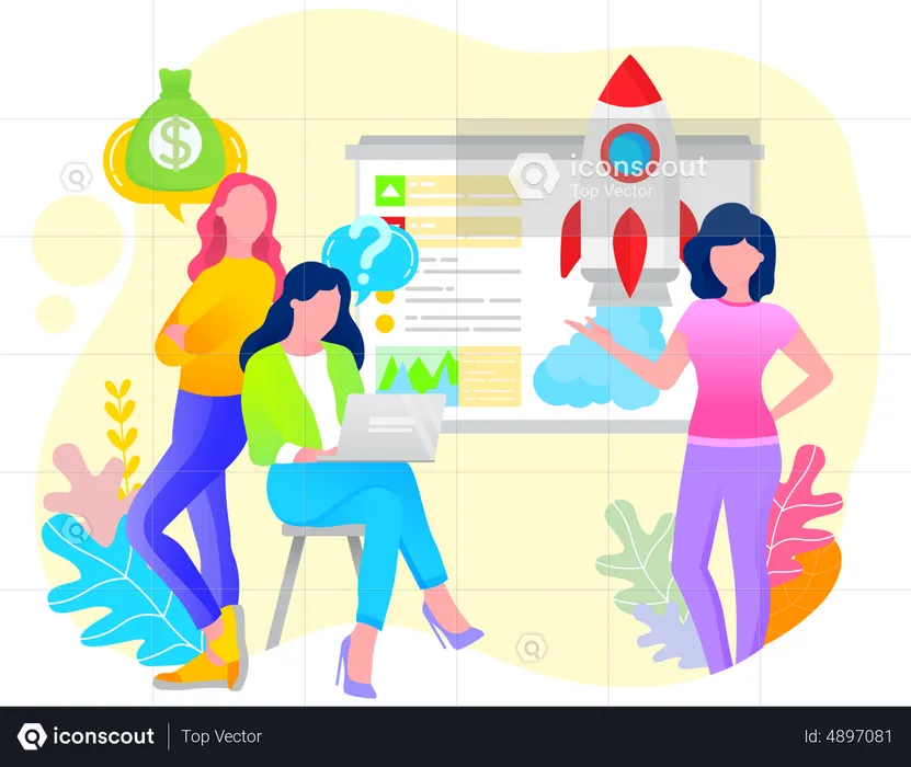 Businesswomen discussing Business Strategy  Illustration