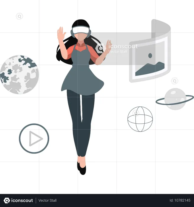 Businesswomen doing analysis using VR  Illustration