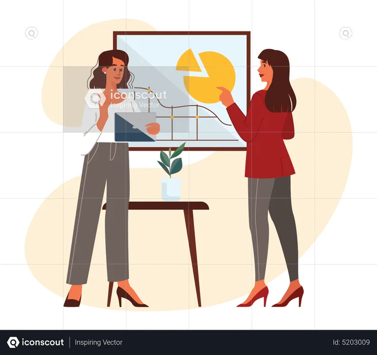 Businesswomen doing data analysis  Illustration