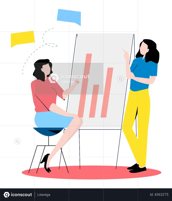 Businesswomen working on data analytics  Illustration