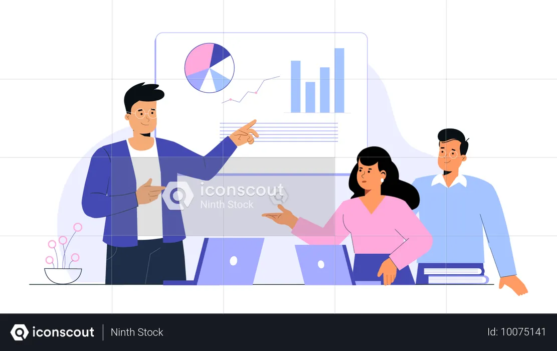 Bussines people talking about business report  Illustration