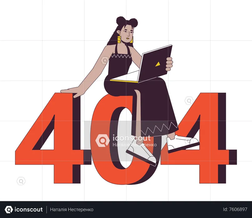 Busy hispanic freelancer error 404  Illustration