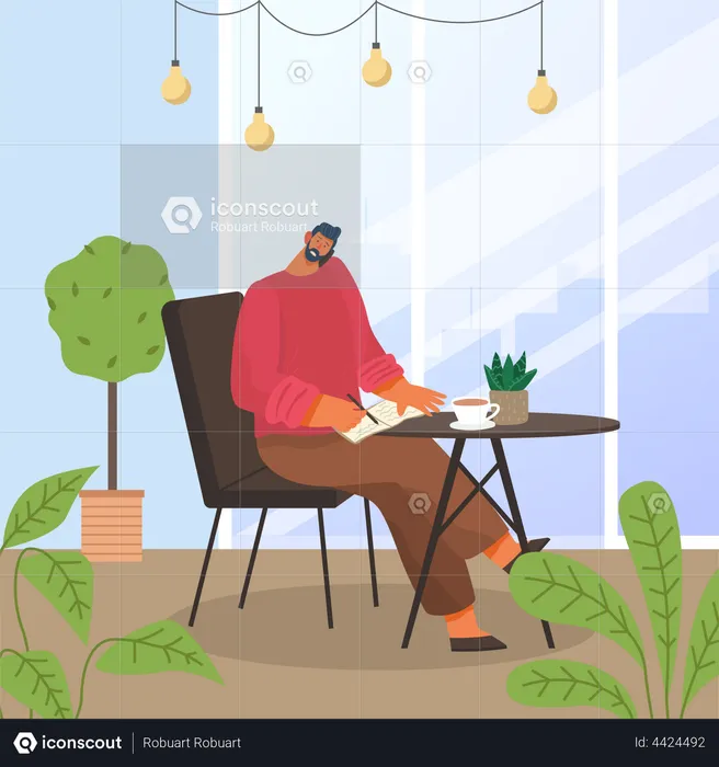 Busy man talking on phone  Illustration