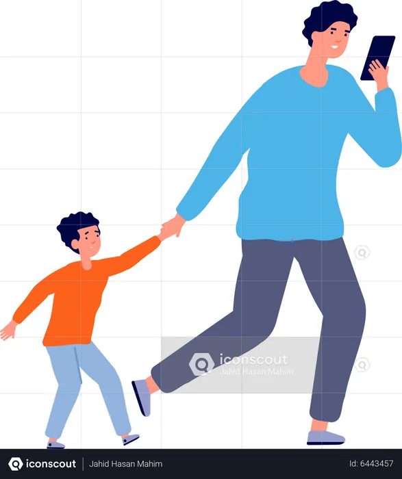 Busy parents have gadget addiction problems  Illustration