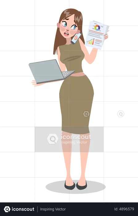 Busy woman doing multitasking  Illustration