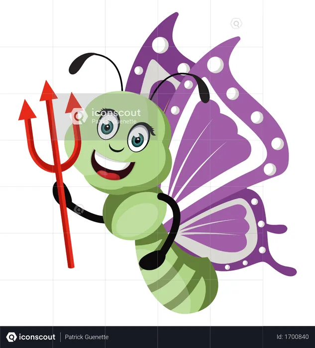 Butterfly with devil spear  Illustration