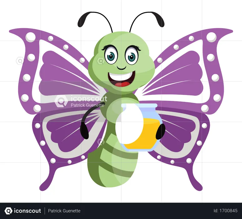 Butterfly with honey  Illustration