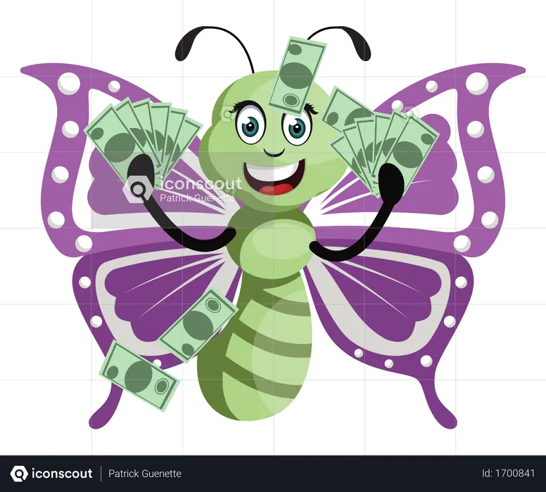 Butterfly with money  Illustration