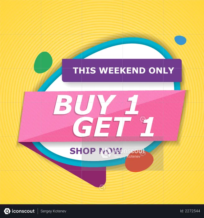 Buy 1 get 1 free this weekend shopping offer  Illustration