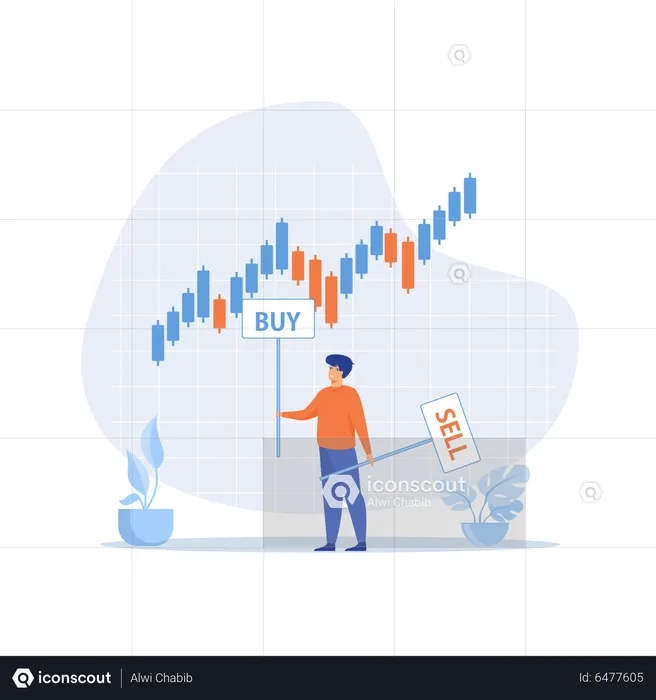 Buy or sell in stock market  Illustration