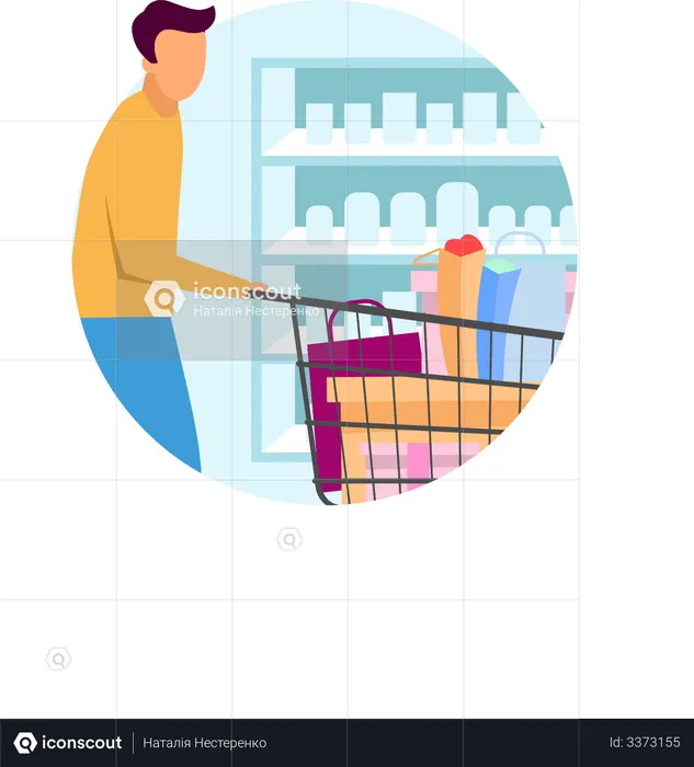 Buyer at supermarket  Illustration