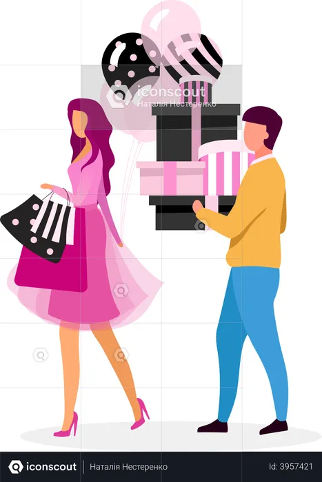 Buying birthday gifts  Illustration