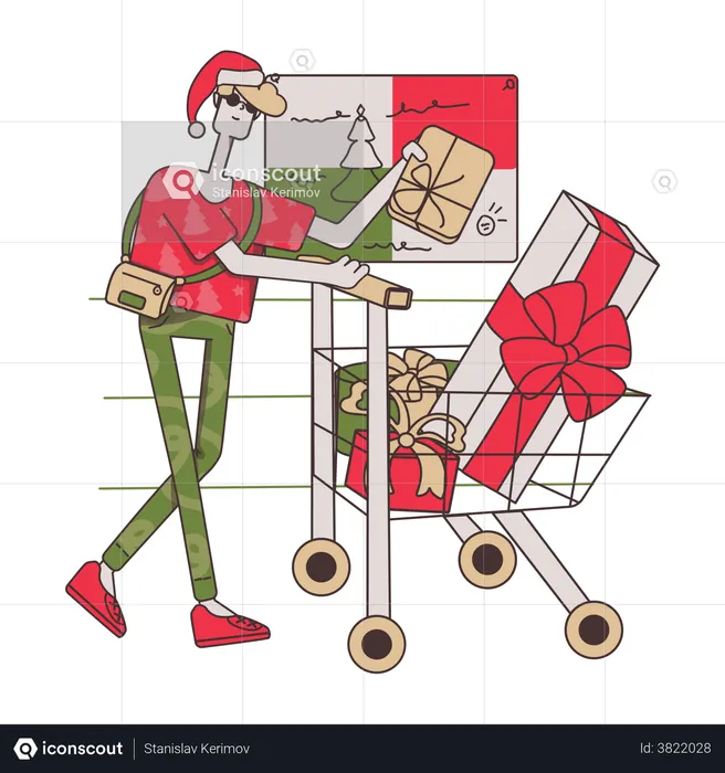 Buying Christmas gifts  Illustration