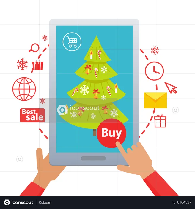 Buying Fir Tree Online  Illustration