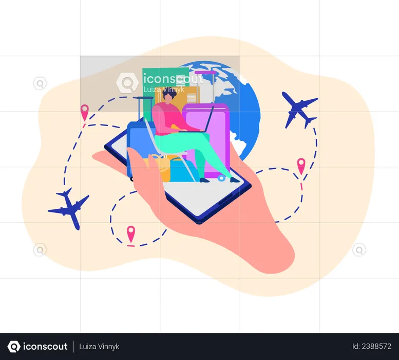 Buying Flight Tickets in Internet  Illustration