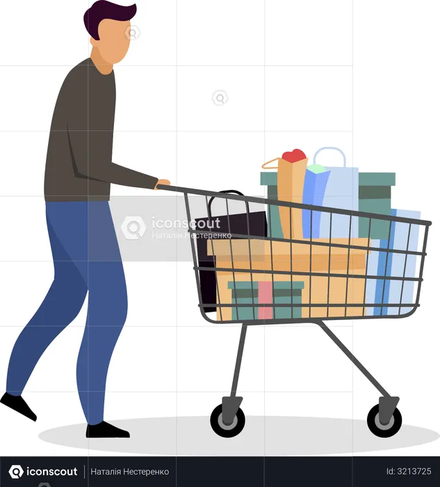 Buying goods at hypermarket  Illustration
