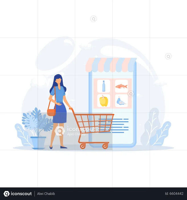 Buying Grocery Online  Illustration