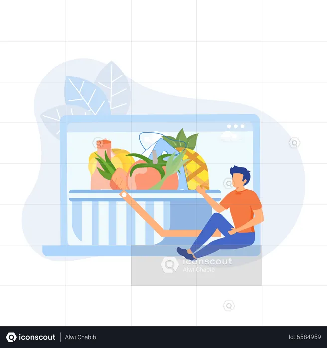 Buying Grocery Shopping  Illustration