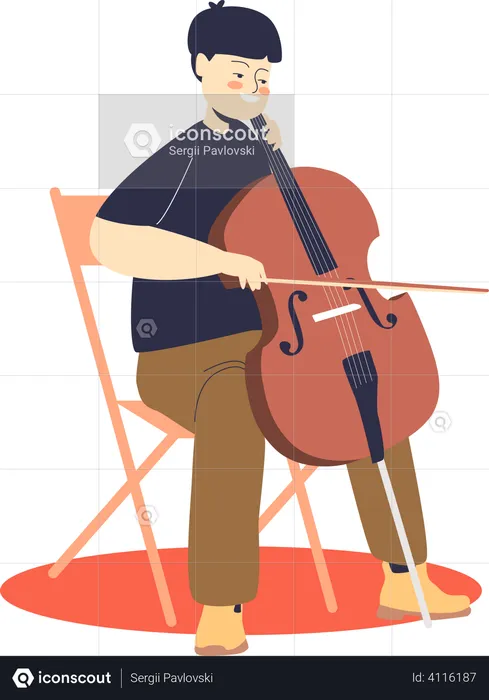 By playing cello instrumento  Illustration