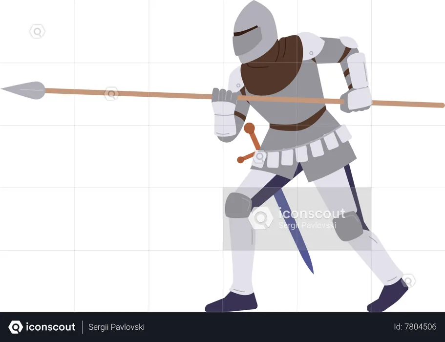 Caballero medieval blindado luchando  Ilustración
