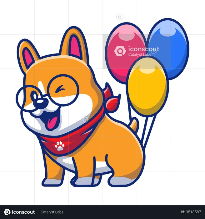 Cachorro com balão  Ilustração